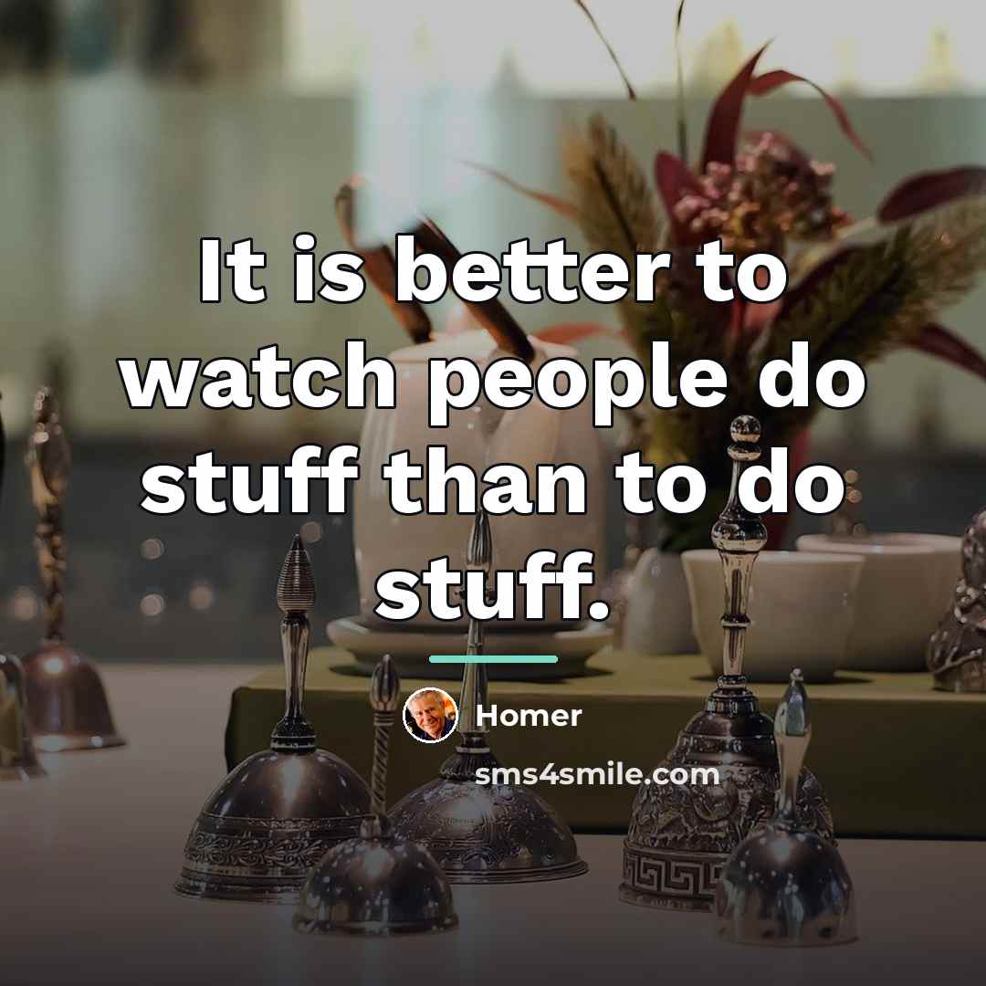 “It is better to watch people do stuff than to…” quote by Homer