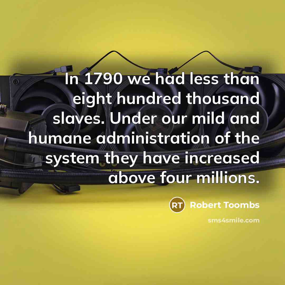 “In 1790 we had less than eight hundred thousand slaves.…” quote by Robert Toombs