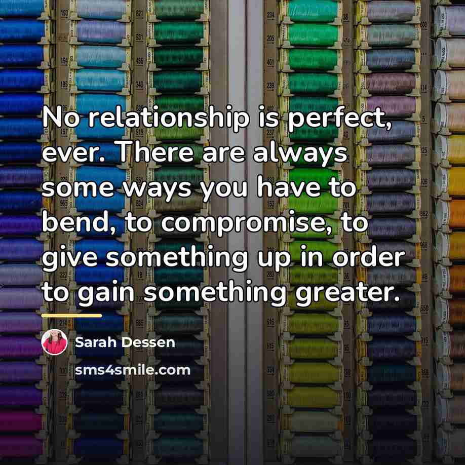 “No relationship is perfect, ever. There are always some ways…” quote by Sarah Dessen