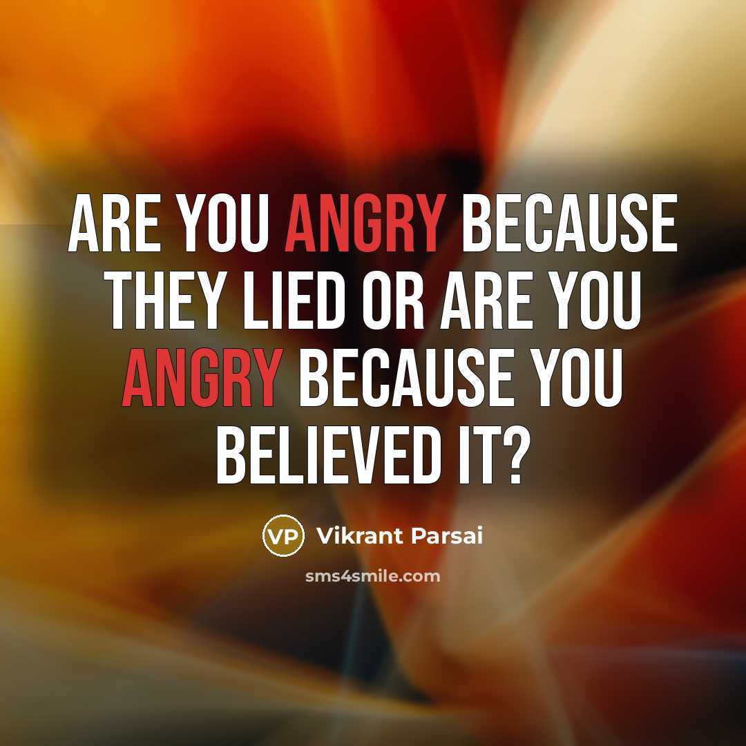 “Are you angry because they lied or are you angry…” quote by Vikrant Parsai