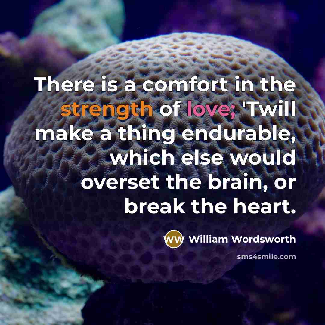 “There is a comfort in the strength of love; 'Twill…” quote by William Wordsworth