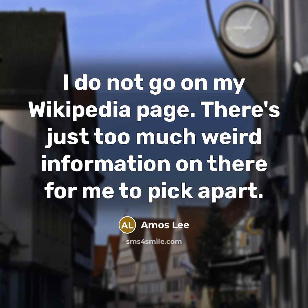 “I do not go on my Wikipedia page. There's just…” quote by Amos Lee
