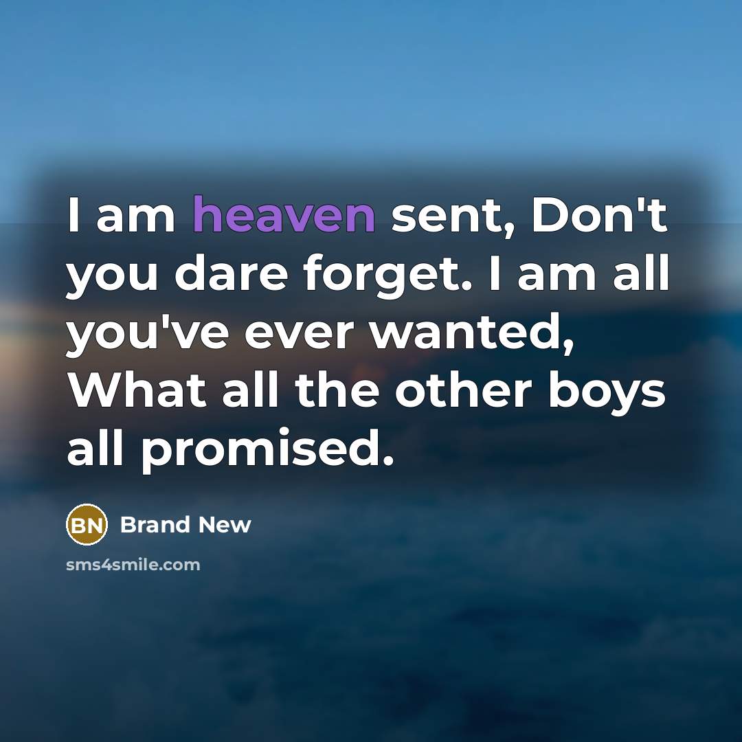 “I am heaven sent, Don't you dare forget. I am all you've ever wanted, What all the other boys all promised.” quote by Brand New