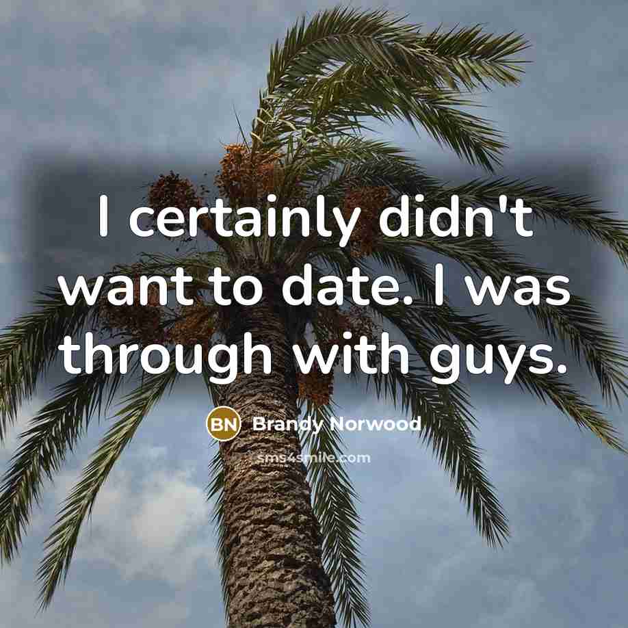 “I certainly didn't want to date. I was through with guys.” quote by Brandy Norwood