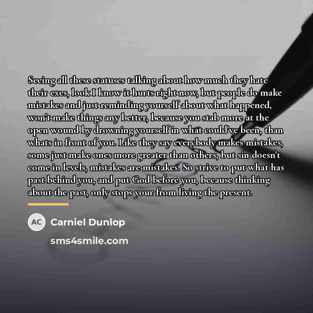 “Seeing all these statuses talking about how much they hate…” quote by Carniel Dunlop