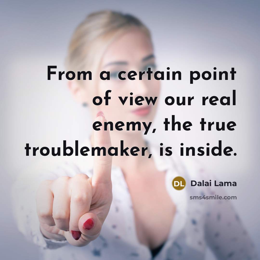 “From a certain point of view our real enemy, the…” quote by Dalai Lama