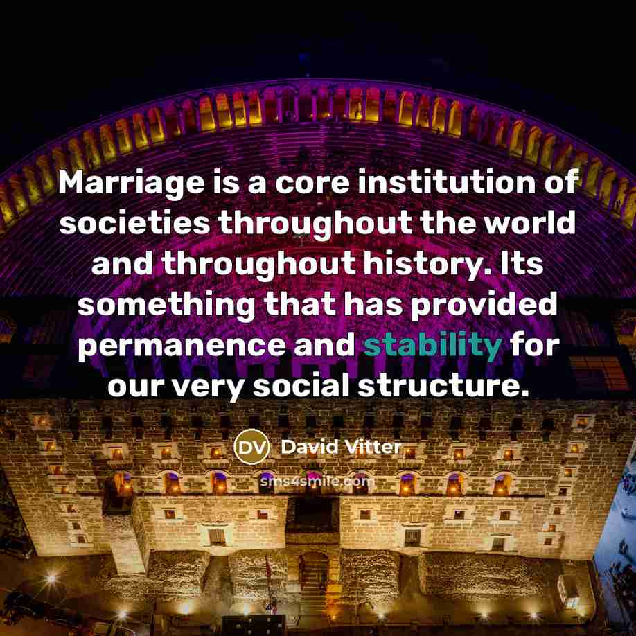 “Marriage is a core institution of societies throughout the world…” quote by David Vitter