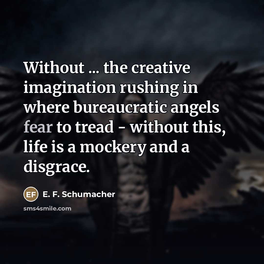 “Without ... the creative imagination rushing in where bureaucratic angels…” quote by E. F. Schumacher