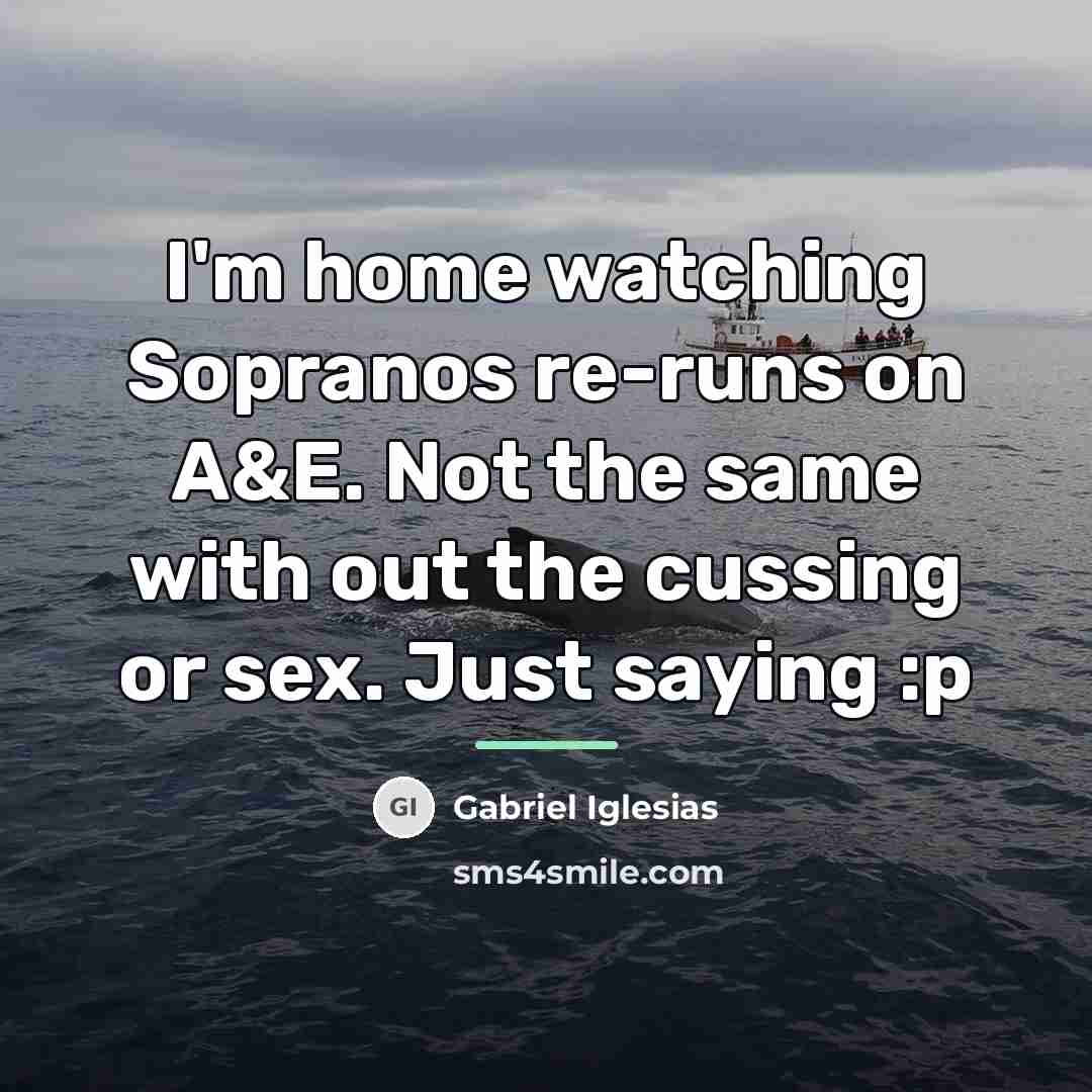 “I'm home watching Sopranos re-runs on A&E. Not the same…” quote by Gabriel Iglesias