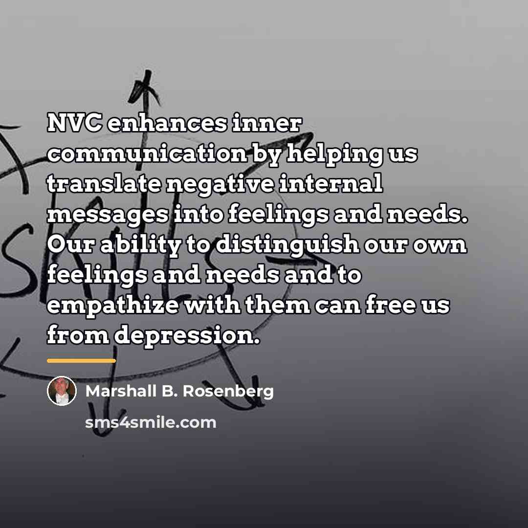 “NVC enhances inner communication by helping us translate negative internal…” quote by Marshall B. Rosenberg