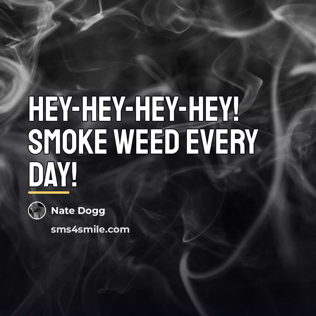 “Hey-hey-hey-hey! Smoke weed every day!…” quote by Nate Dogg