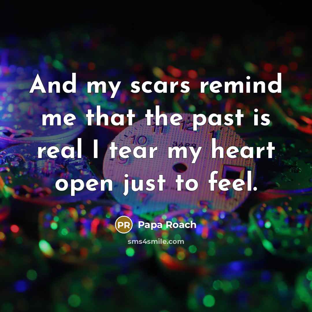 “And my scars remind me that the past is real…” quote by Papa Roach