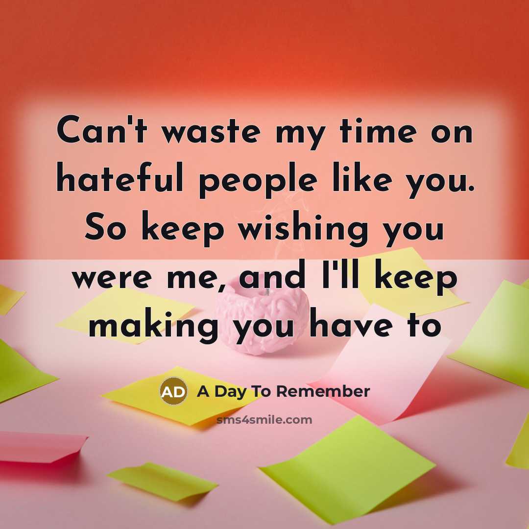 “Can't waste my time on hateful people like you. So…” quote by A Day To Remember