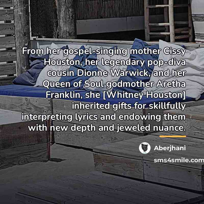 “From her gospel-singing mother Cissy Houston, her legendary pop-diva cousin…” quote by Aberjhani