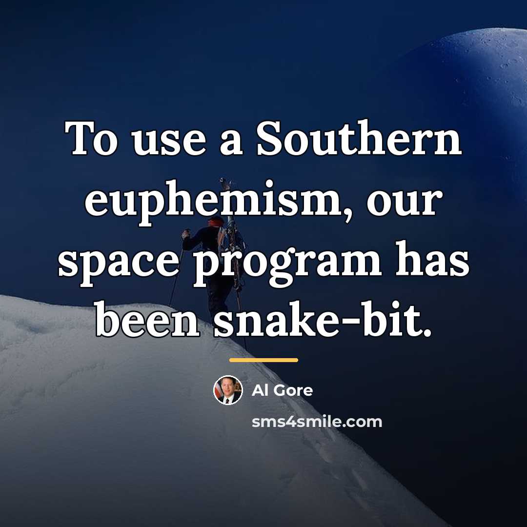“To use a Southern euphemism, our space program has been…” quote by Al Gore