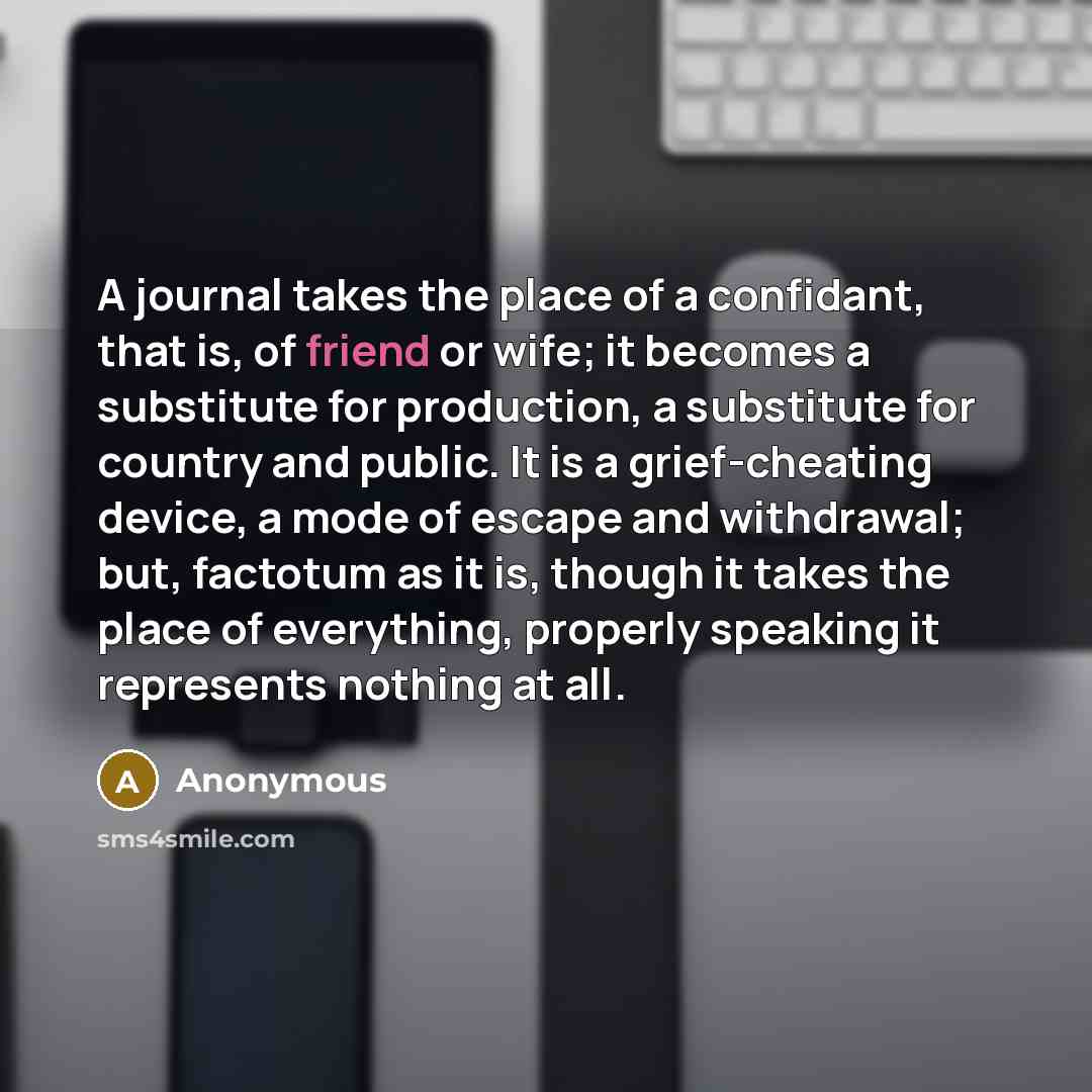 “A journal takes the place of a confidant, that is,…” quote by Anonymous