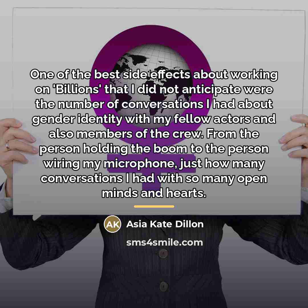 “One of the best side effects about working on 'Billions'…” quote by Asia Kate Dillon