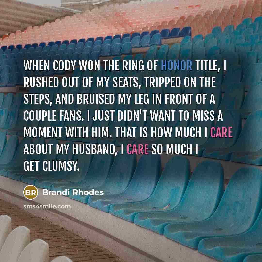 “When Cody won the Ring of Honor title, I rushed…” quote by Brandi Rhodes