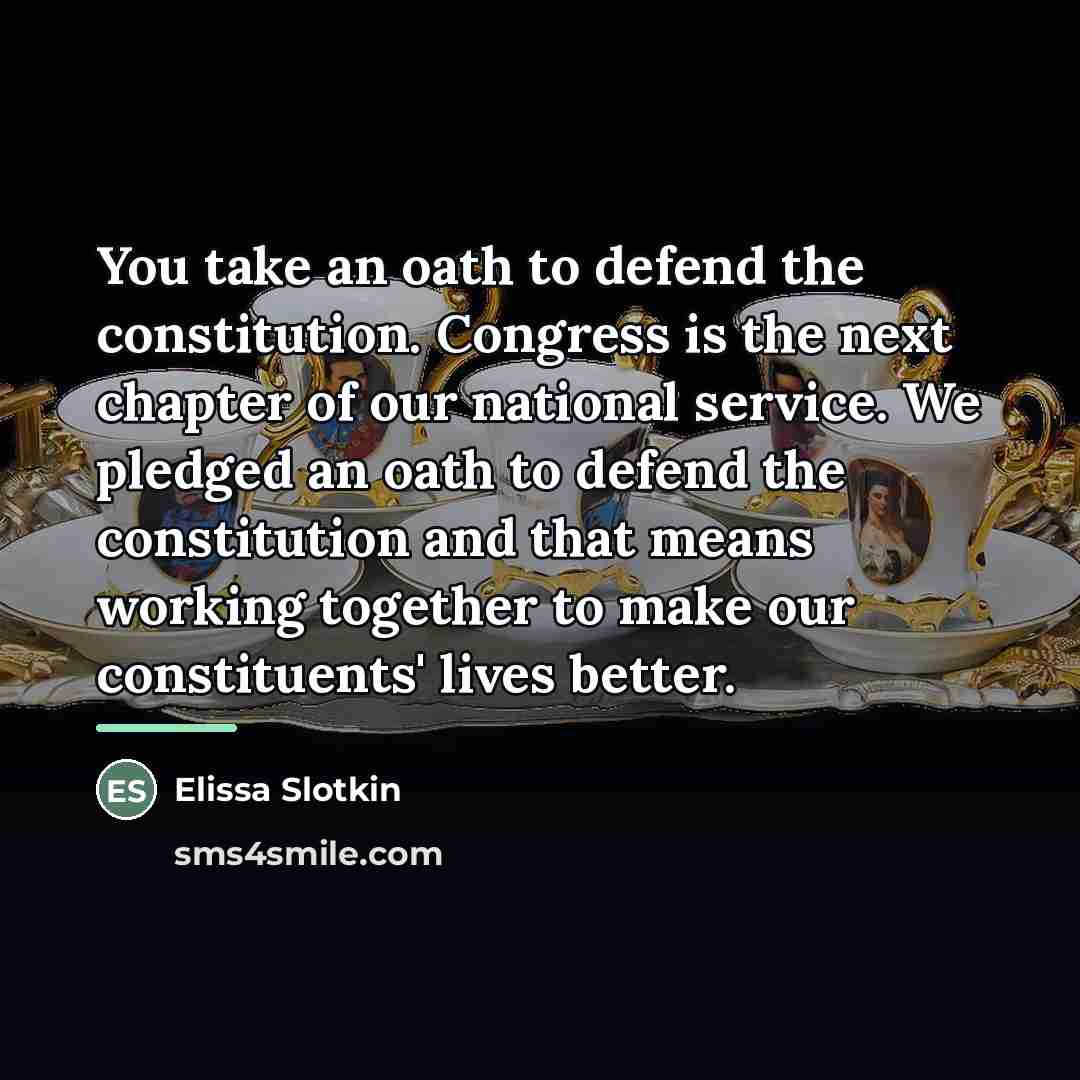 “You take an oath to defend the constitution. Congress is…” quote by Elissa Slotkin