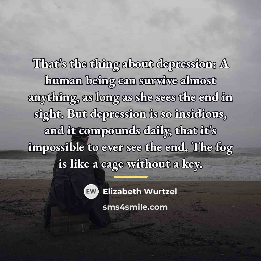 “That's the thing about depression: A human being can survive…” quote by Elizabeth Wurtzel