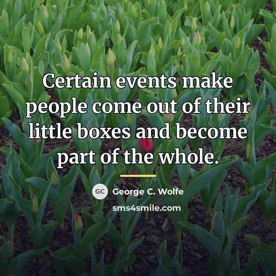 “Certain events make people come out of their little boxes…” quote by George C. Wolfe