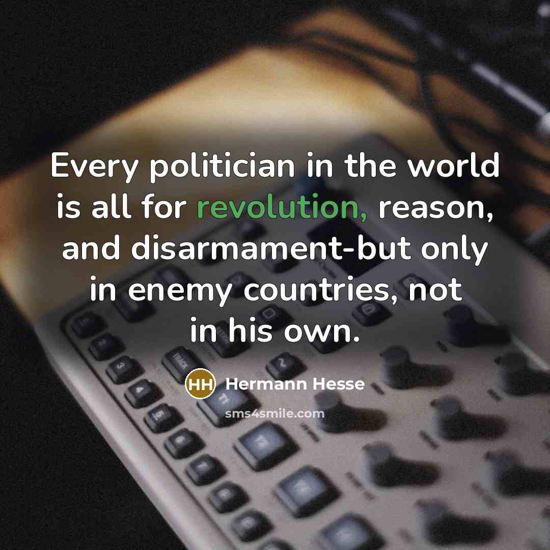 “Every politician in the world is all for revolution, reason,…” quote by Hermann Hesse