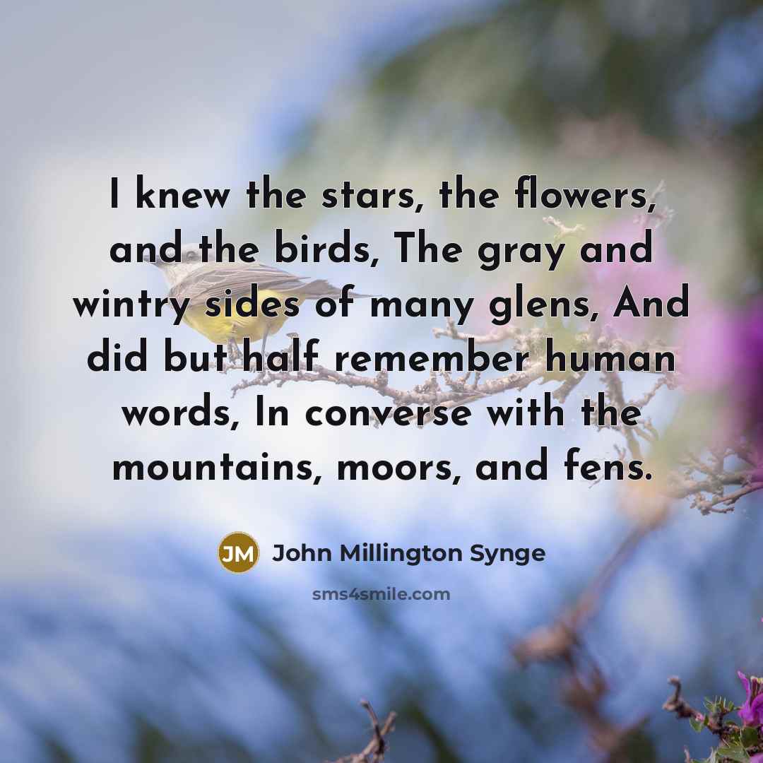 “I knew the stars, the flowers, and the birds, The…” quote by John Millington Synge