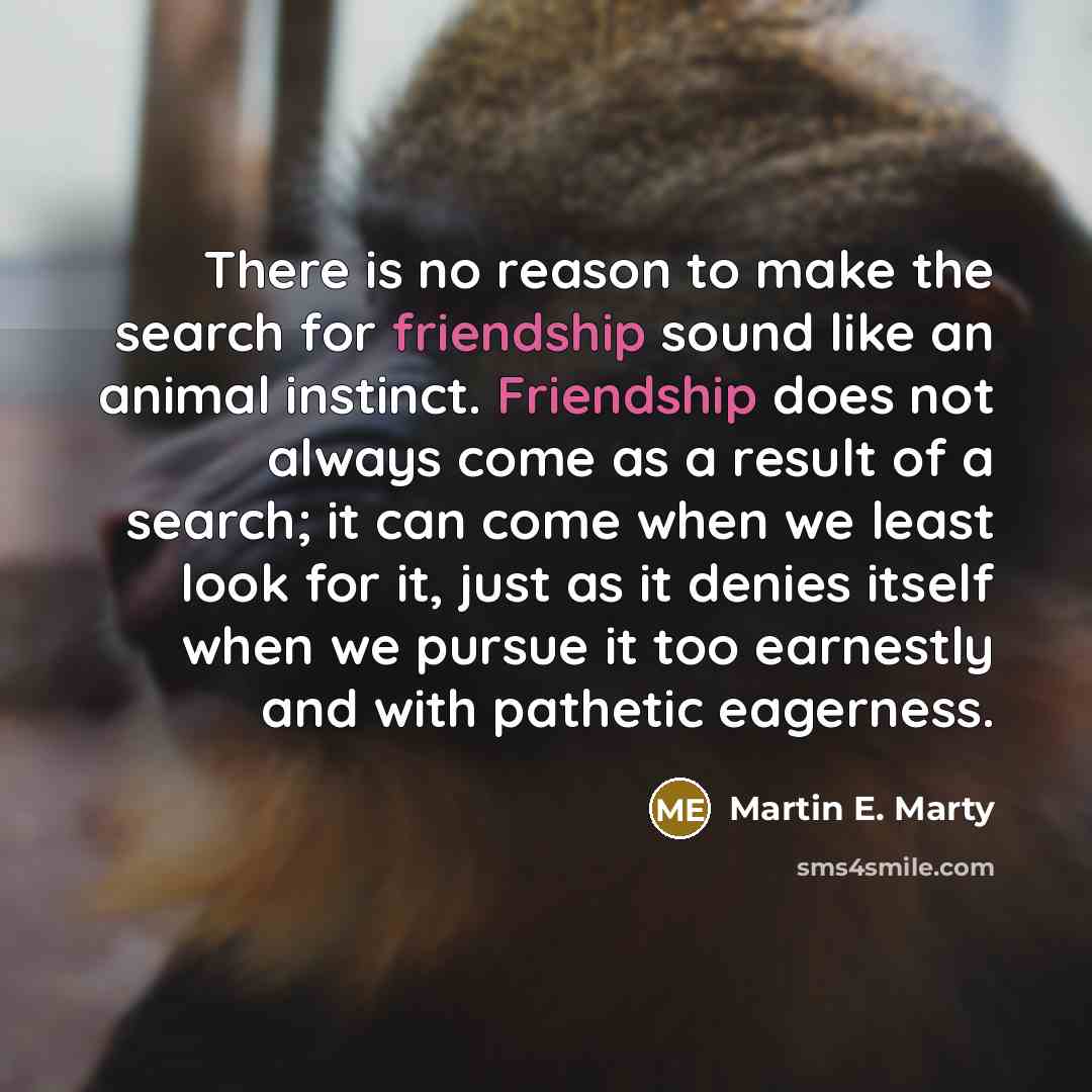 “There is no reason to make the search for friendship…” quote by Martin E. Marty