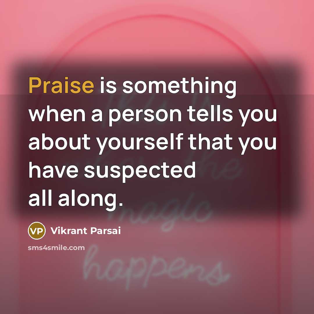 “Praise is something when a person tells you about yourself…” quote by Vikrant Parsai
