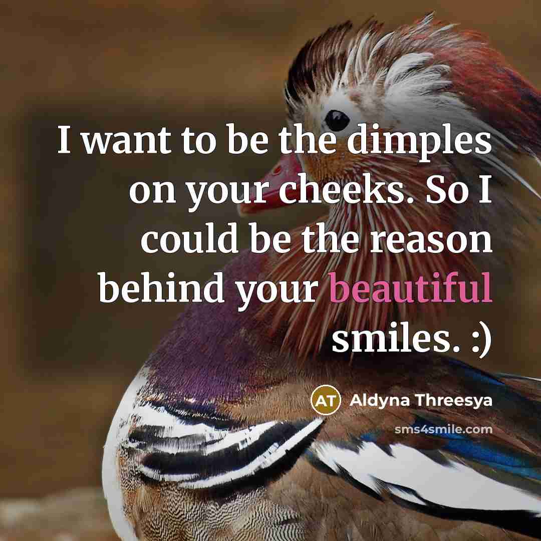 “I want to be the dimples on your cheeks. So…” quote by Aldyna Threesya