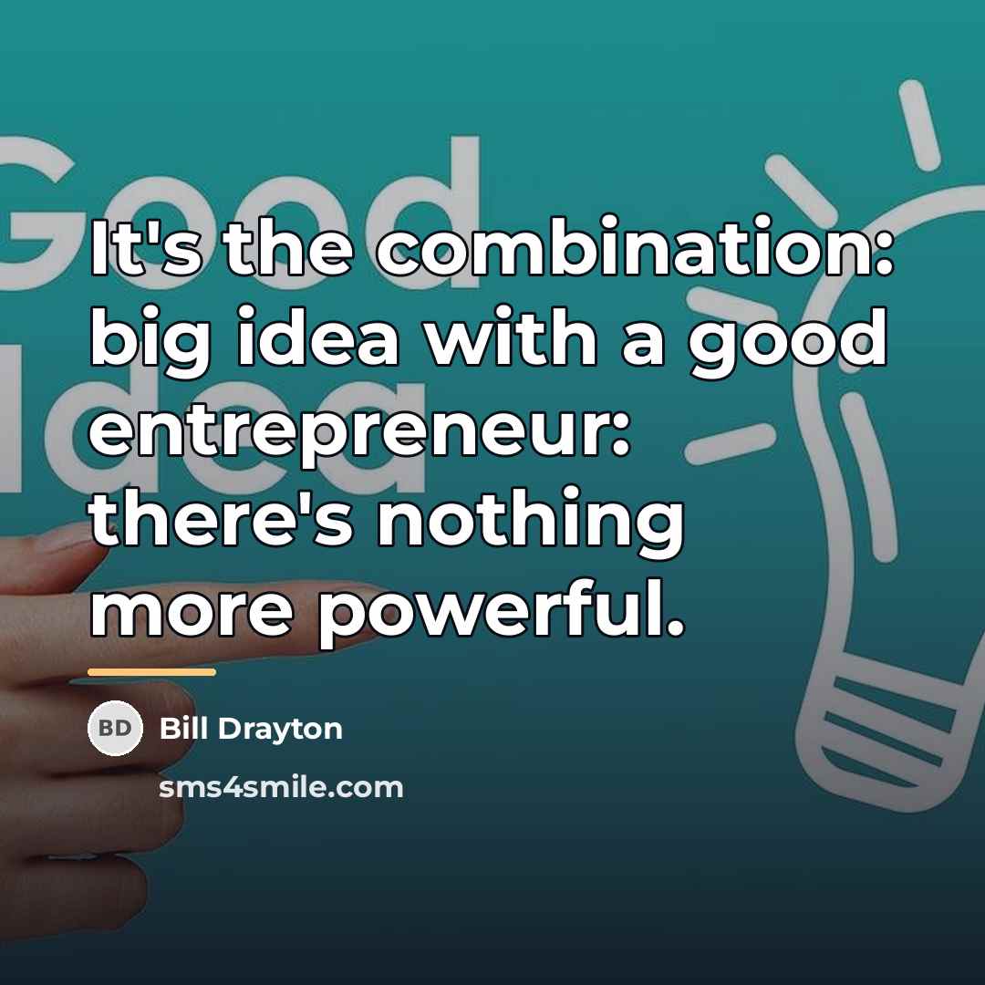 “It's the combination: big idea with a good entrepreneur: there's…” quote by Bill Drayton