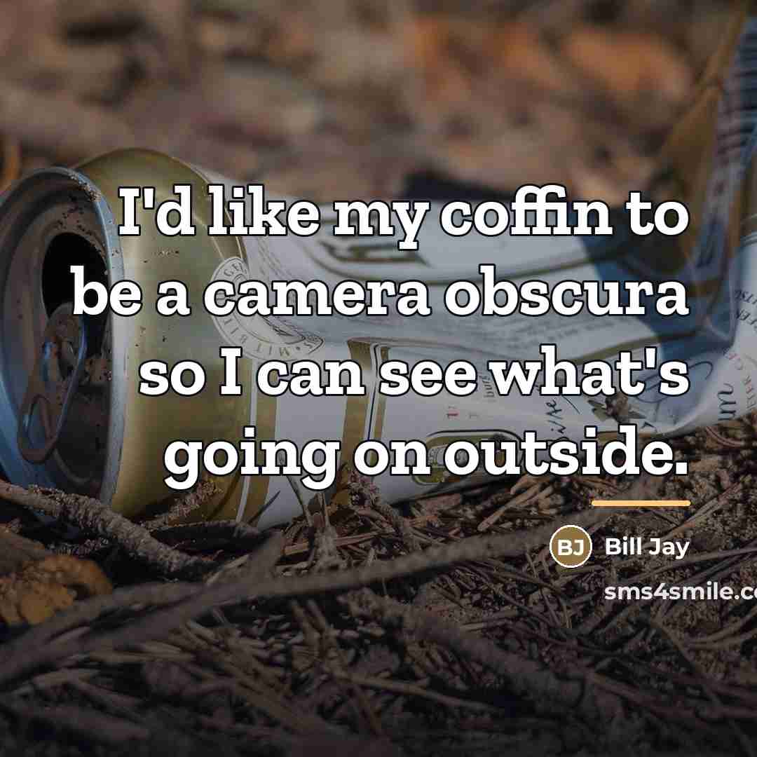 “I'd like my coffin to be a camera obscura so…” quote by Bill Jay