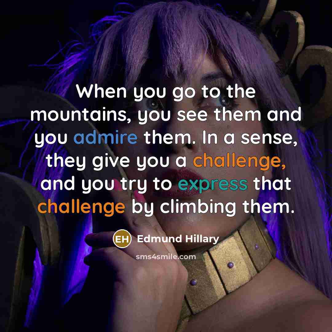 “When you go to the mountains, you see them and…” quote by Edmund Hillary