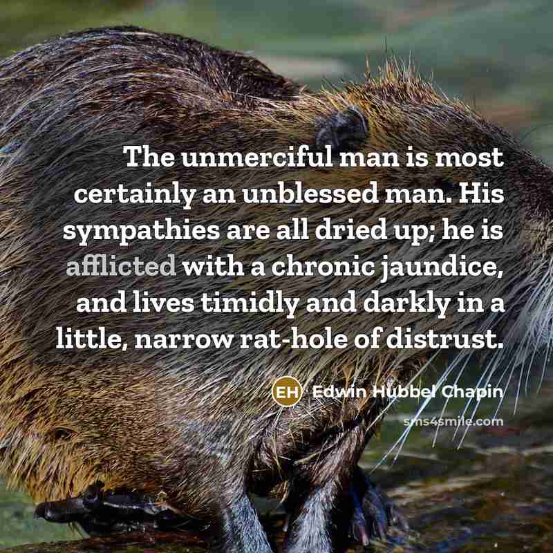 “The unmerciful man is most certainly an unblessed man. His…” quote by Edwin Hubbel Chapin