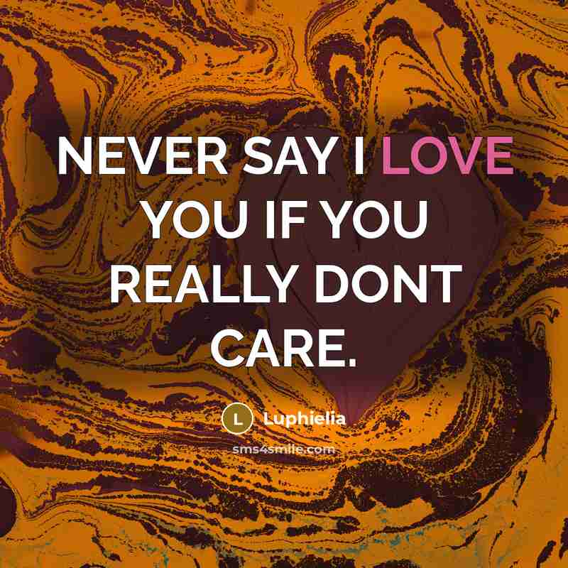 “NEVER SAY I LOVE YOU IF YOU REALLY DONT CARE.…” quote by Luphielia