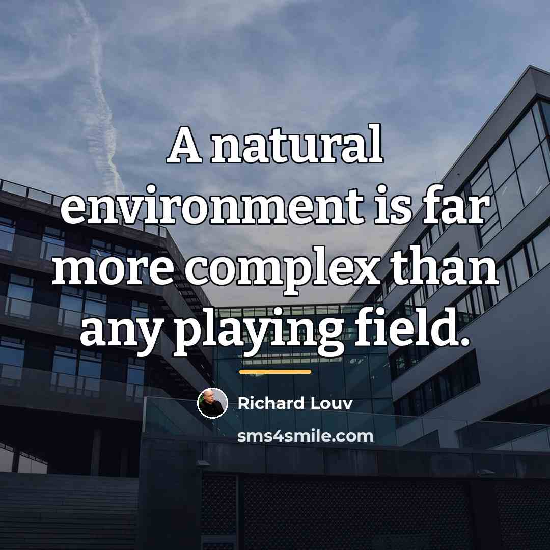 “A natural environment is far more complex than any playing…” quote by Richard Louv