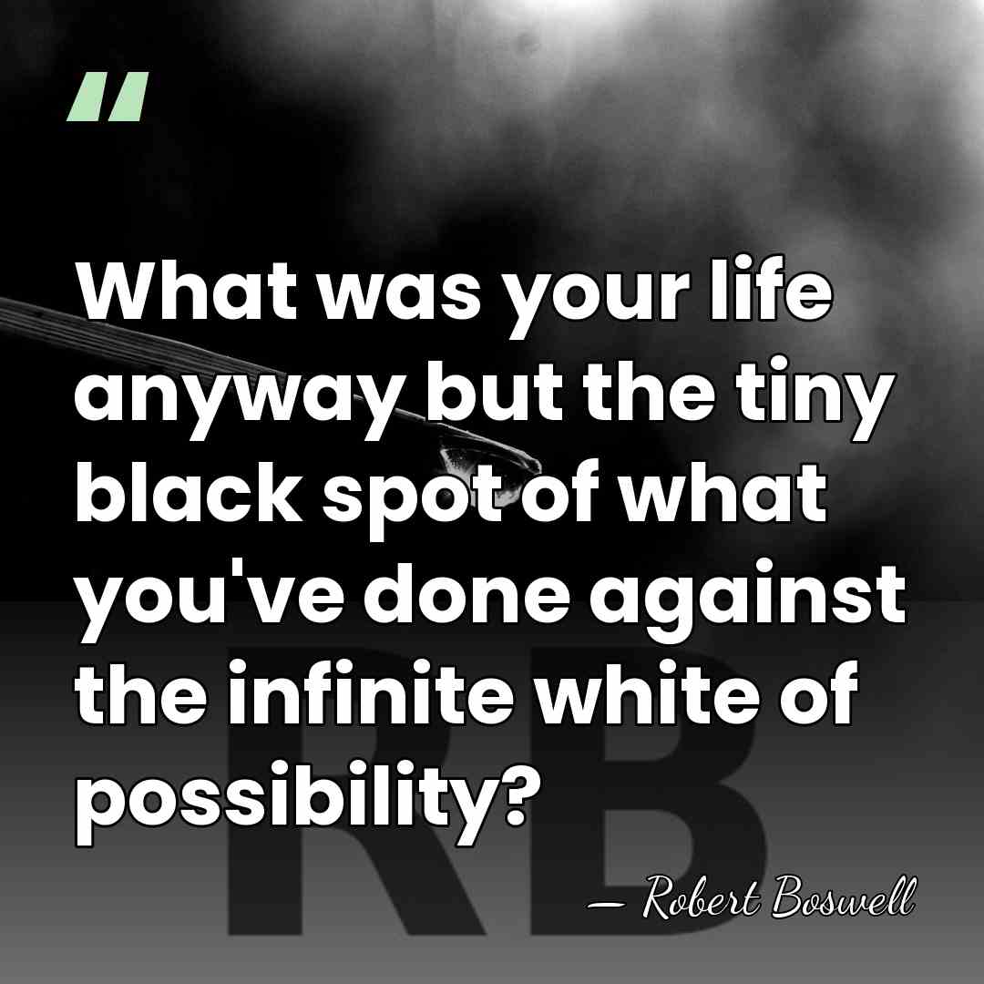What was your life anyway but the tiny black spot of what&hellip; - Robert Boswell