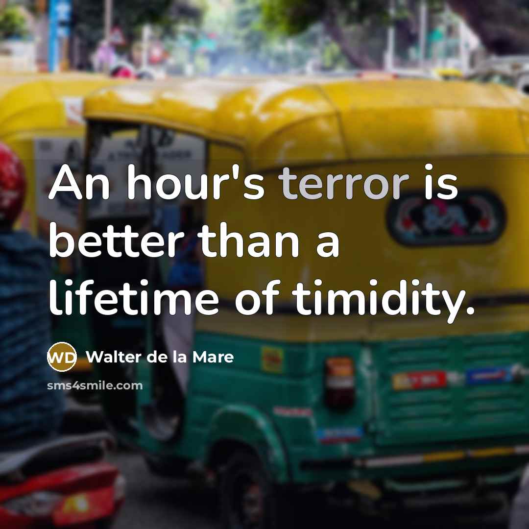 “An hour's terror is better than a lifetime of timidity.…” quote by Walter de La Mare