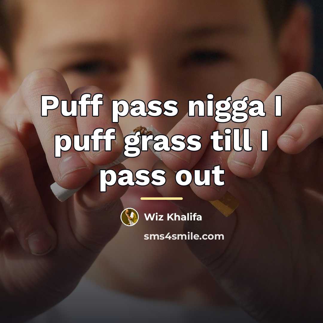 “Puff pass nigga I puff grass till I pass out…” quote by Wiz Khalifa