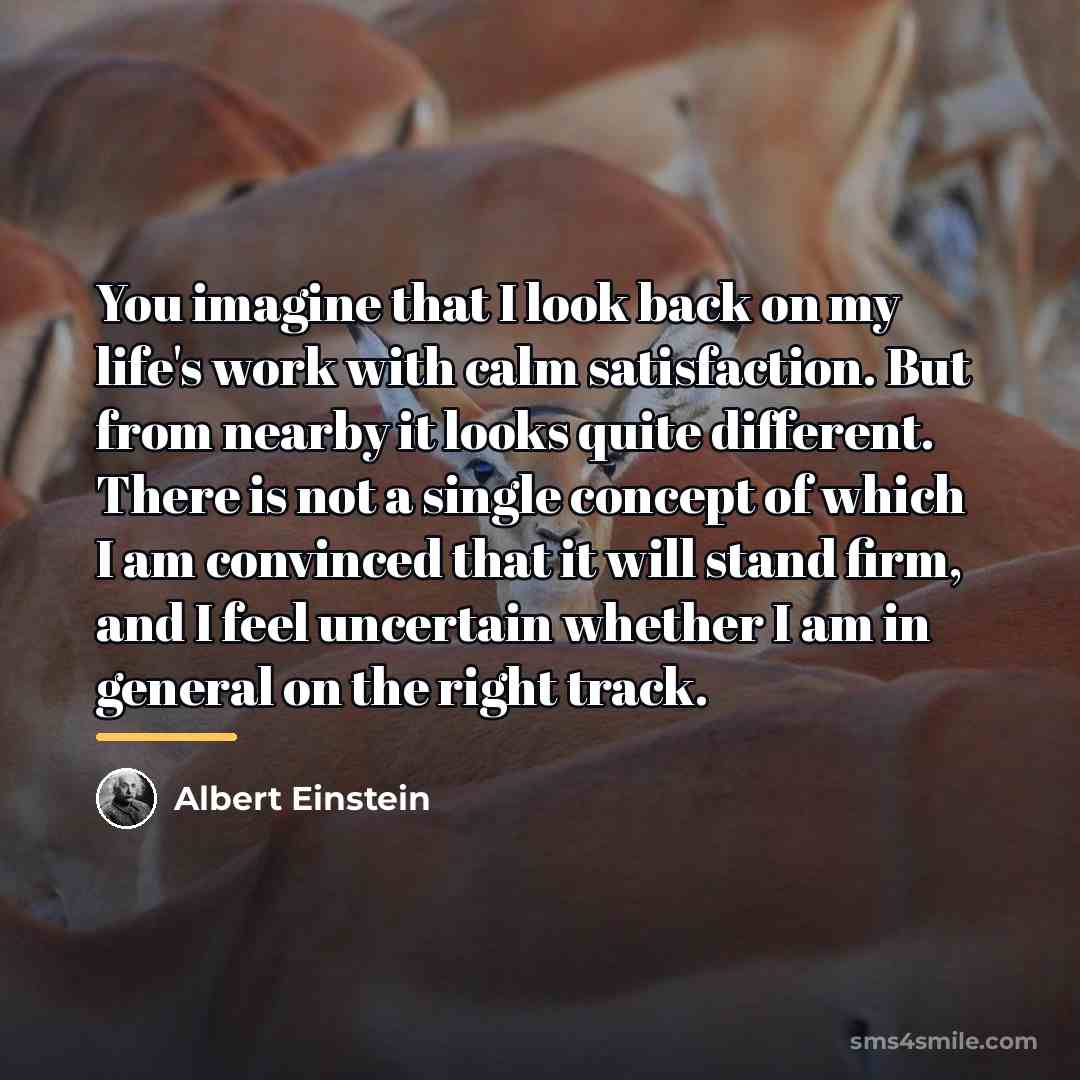 “You imagine that I look back on my life's work…” quote by Albert Einstein