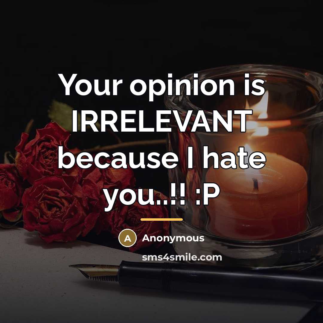 “Your opinion is IRRELEVANT because I hate you..!! :P…” quote by Anonymous