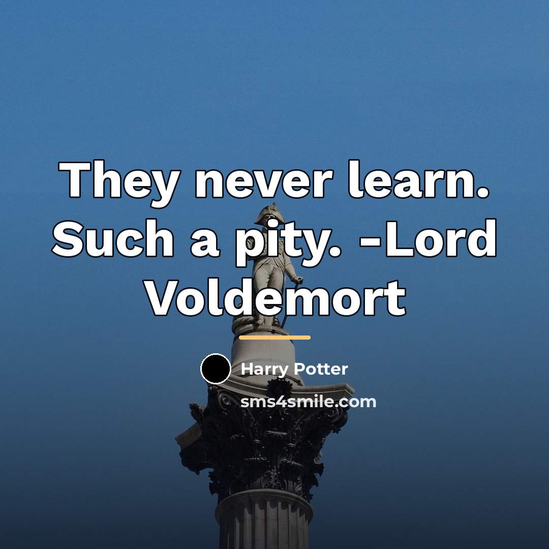 “They never learn. Such a pity. -Lord Voldemort…” quote by Harry Potter