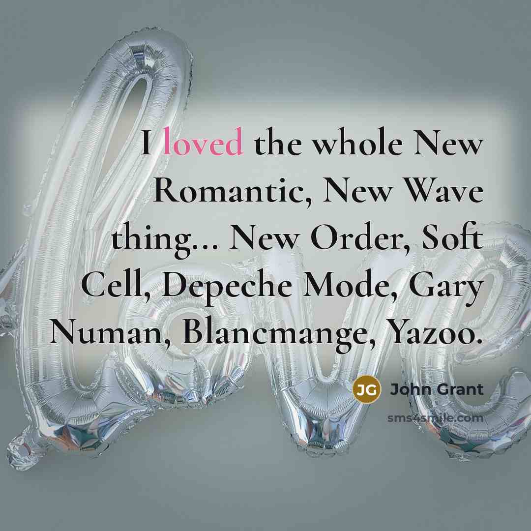 “I loved the whole New Romantic, New Wave thing... New…” quote by John Grant