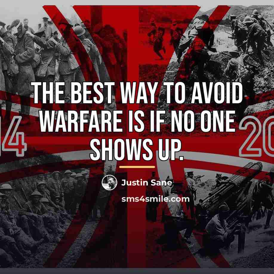 “The best way to avoid warfare is if no one…” quote by Justin Sane