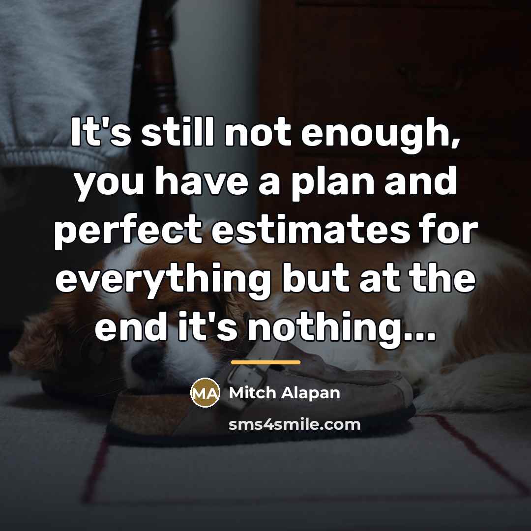 “It's still not enough, you have a plan and perfect…” quote by Mitch Alapan