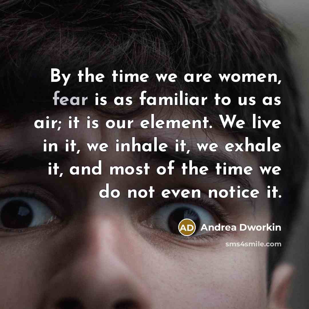 “By the time we are women, fear is as familiar…” quote by Andrea Dworkin