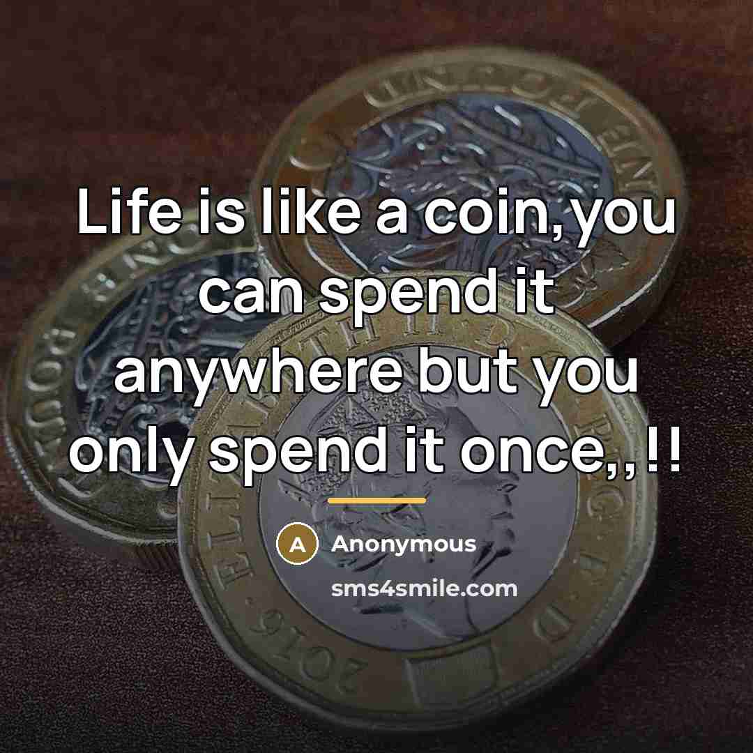 “Life is like a coin,you can spend it anywhere but…” quote by Anonymous