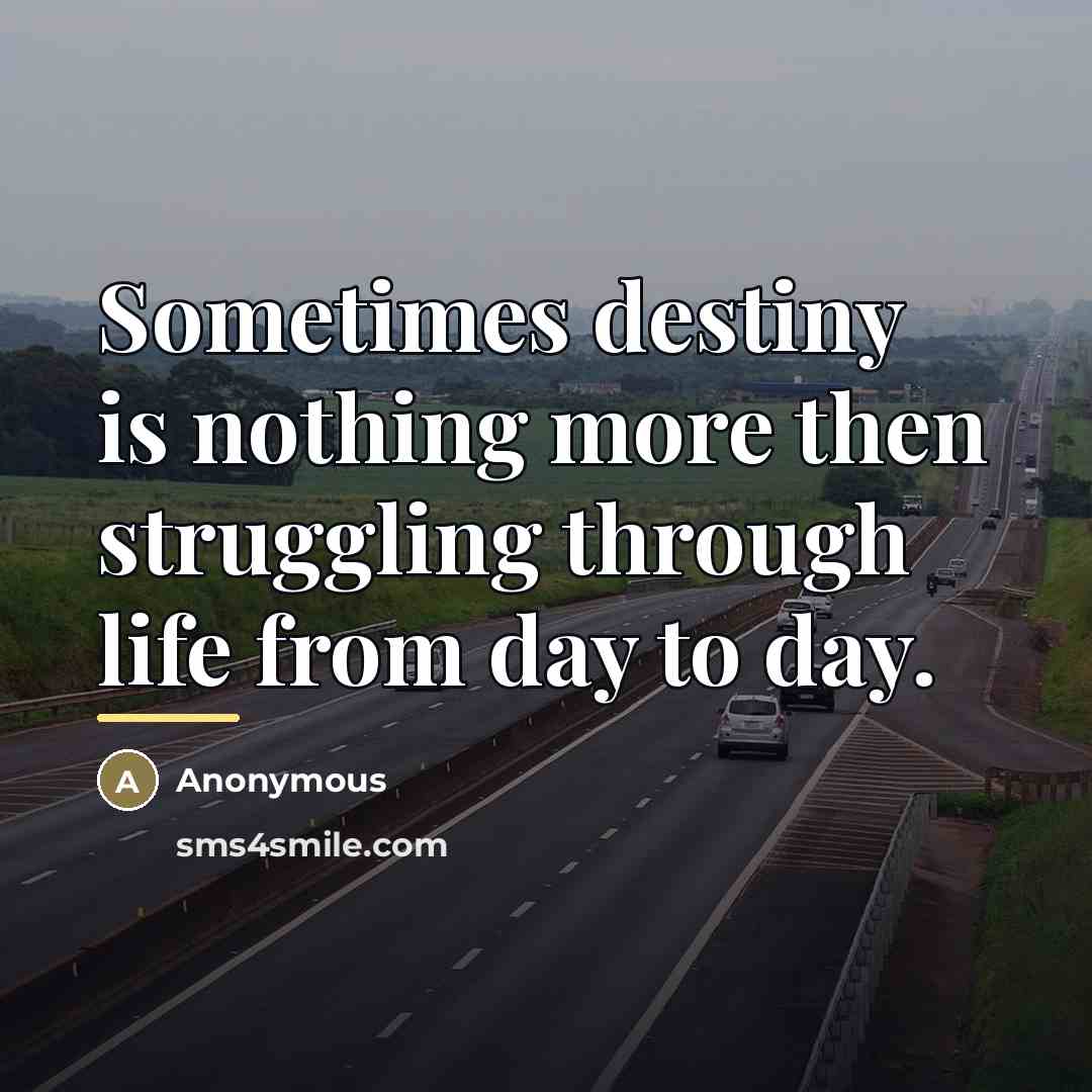 “Sometimes destiny is nothing more then struggling through life from…” quote by Anonymous