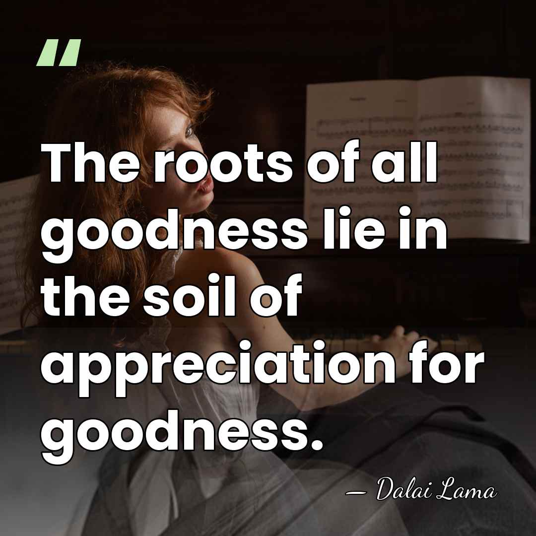 The roots of all goodness lie in the soil of appreciation for&hellip; - Dalai Lama