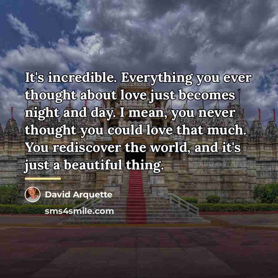 “It's incredible. Everything you ever thought about love just becomes…” quote by David Arquette